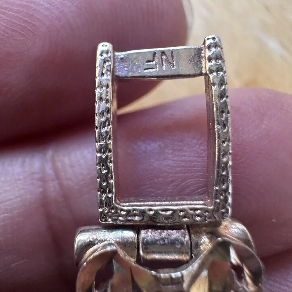 Vintage Artisan NF Link Bracelet Size 7.5 Diamond Cut Ornate 925 Sterling 31.4g‎